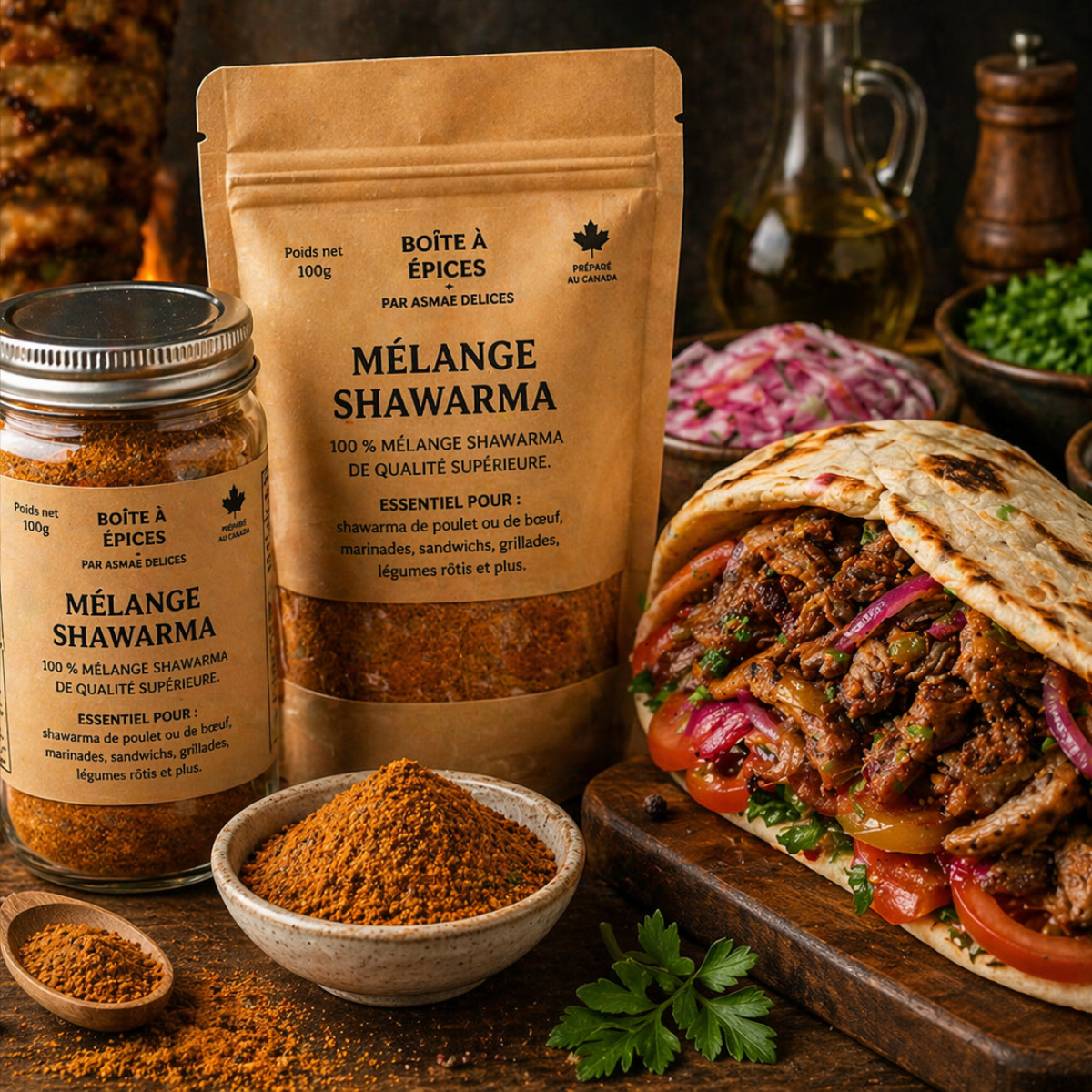 MÉLANGE Shawarma – épices artisanales pour viandes grillées & wraps - 100g